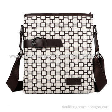PU messenger travel shoulder bag for men, geometric pattern